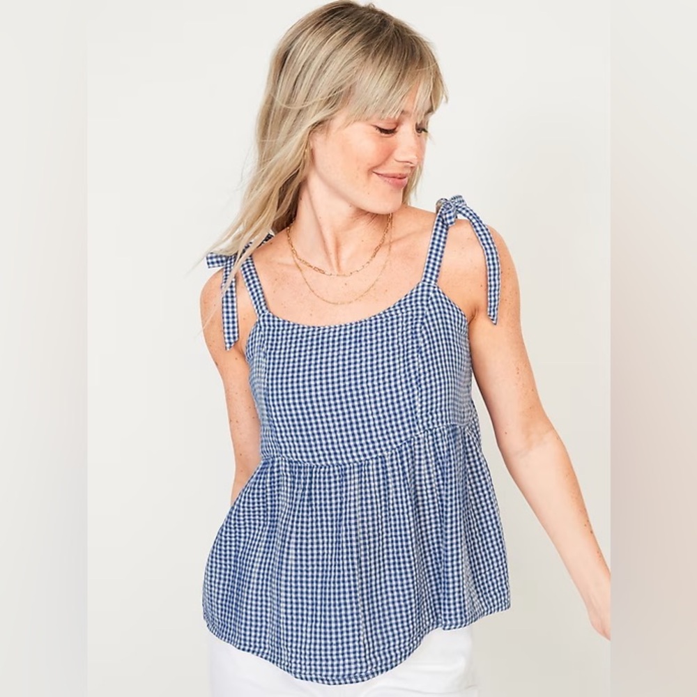 Old Navy Navy Gingham Top